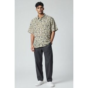 O'Neill Mens Short Sleeve Button Up Shirt Floral Print Green Brown Blue, Size L